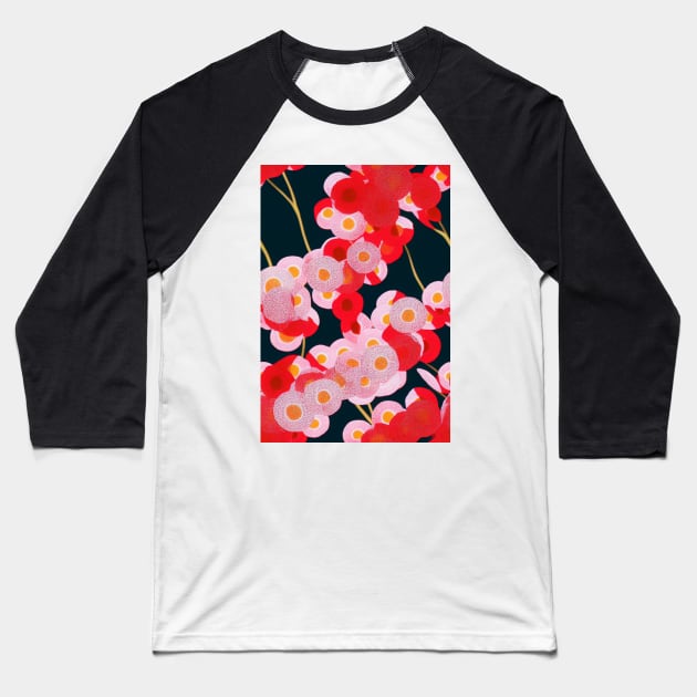 Beautiful Stylized Pink Red Flowers, for all those who love nature #214 Baseball T-Shirt by Endless-Designs